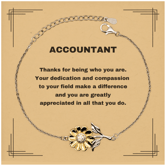 Accountant Sunflower Bracelet - Thanks for being who you are - Birthday Christmas Jewelry Gifts Coworkers Colleague Boss - Mallard Moon Gift Shop