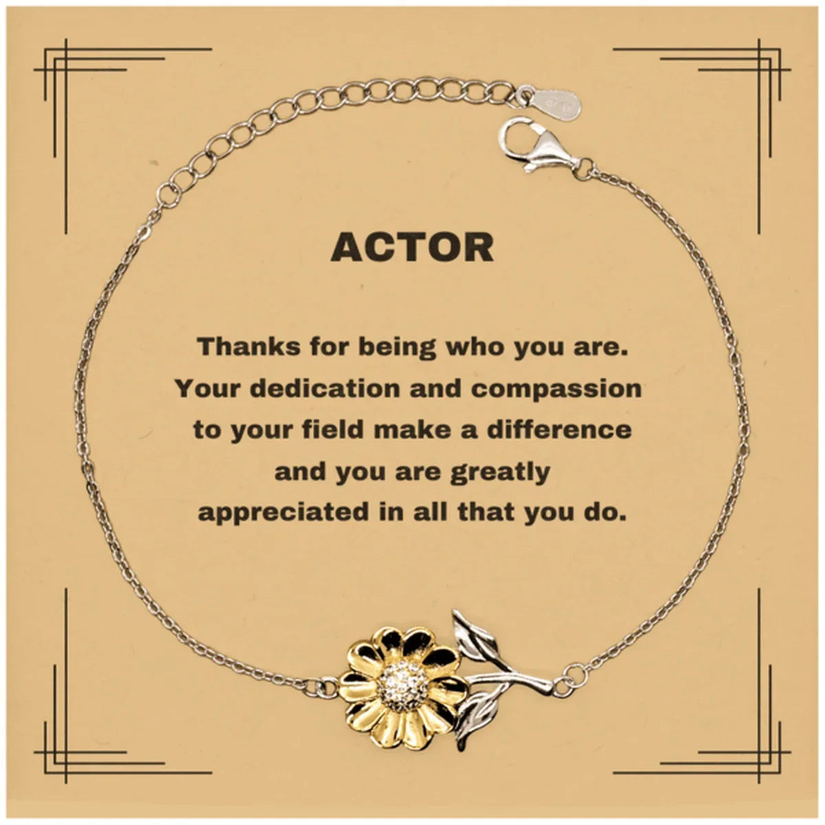 Actor Sunflower Bracelet - Thanks for being who you are - Birthday Christmas Jewelry Gifts Coworkers Colleague Boss