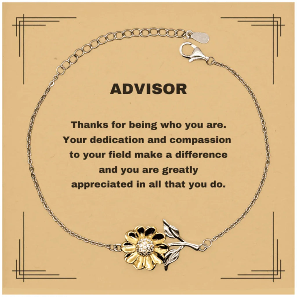 Advisor Sunflower Bracelet - Thanks for being who you are - Birthday Christmas Jewelry Gifts Coworkers Colleague Boss