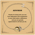 Advisor Sunflower Bracelet - Thanks for being who you are - Birthday Christmas Jewelry Gifts Coworkers Colleague Boss