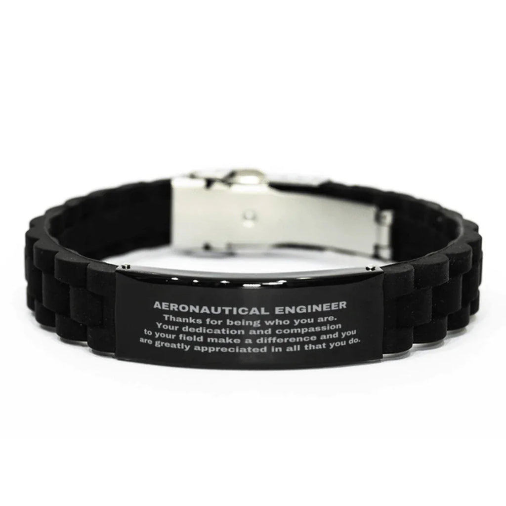 Aeronautical Engineer Black Glidelock Clasp Engraved Bracelet - Thanks for being who you are - Birthday Christmas Jewelry Gifts Coworkers Colleague Boss