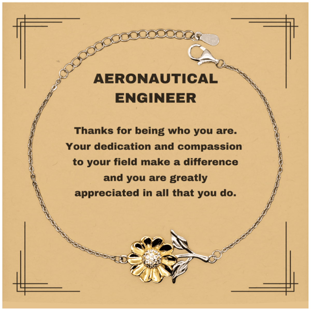 Aeronautical Engineer Sunflower Bracelet - Thanks for being who you are - Birthday Christmas Jewelry Gifts Coworkers Colleague Boss - Mallard Moon Gift Shop
