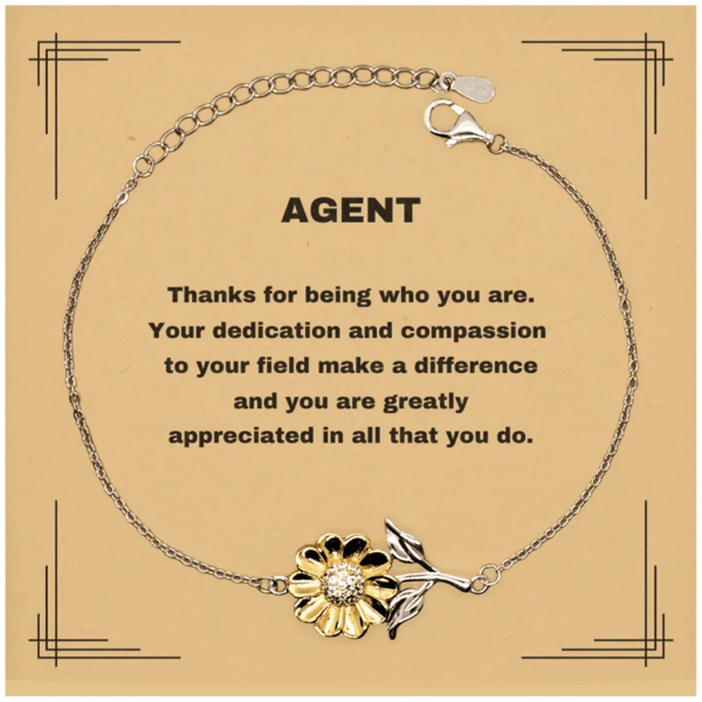 Agent Sunflower Bracelet - Thanks for being who you are - Birthday Christmas Jewelry Gifts Coworkers Colleague Boss
