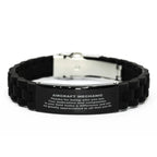 Aircraft Mechanic Black Glidelock Clasp Engraved Bracelet - Thanks for being who you are - Birthday Christmas Jewelry Gifts Coworkers Colleague Boss