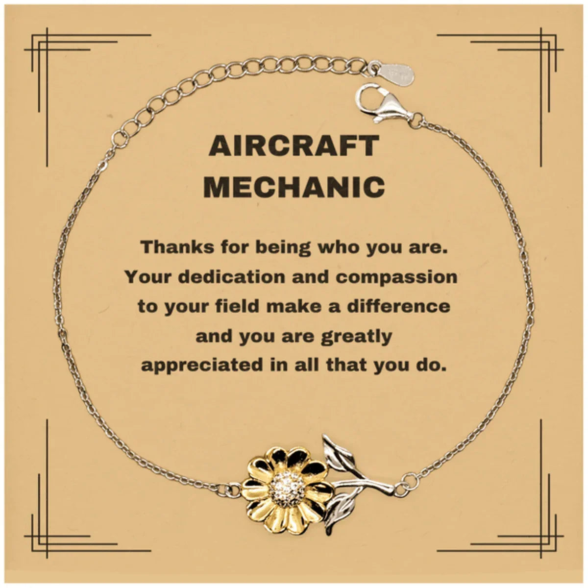 Aircraft Mechanic Sunflower Bracelet - Thanks for being who you are - Birthday Christmas Jewelry Gifts Coworkers Colleague Boss