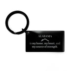 Alabama Pride Keychain - Durable Black Stainless Steel With Permanent Engraving That Will Not Fade