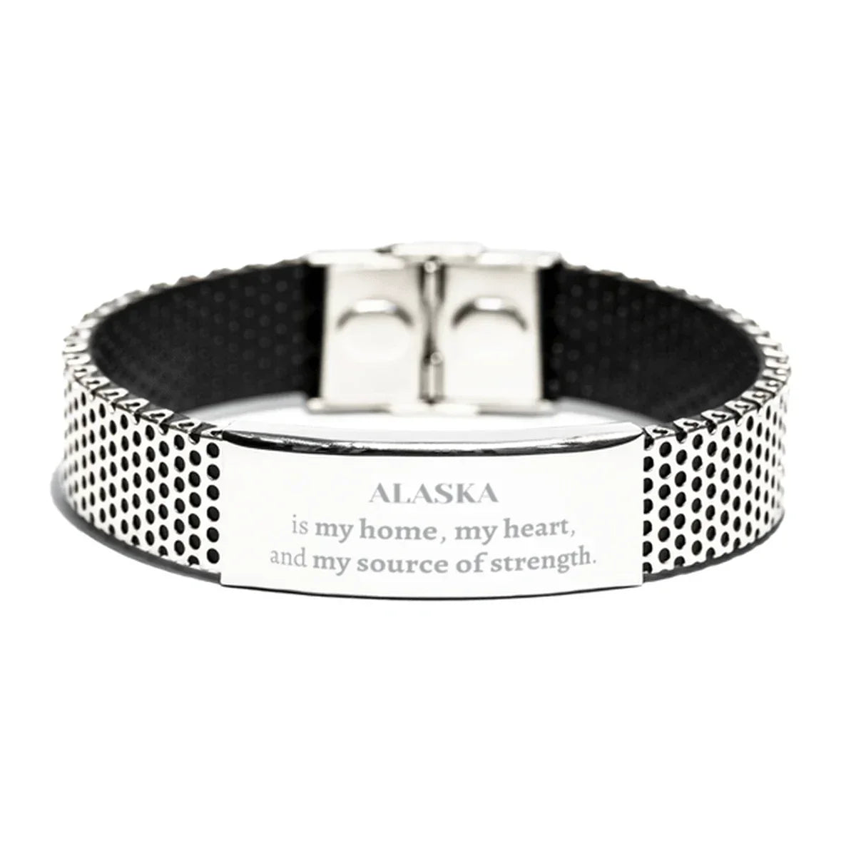 Alaska is my home Gifts, Lovely Alaska Birthday Christmas Stainless Steel Bracelet For People from Alaska, Men, Women, Friends