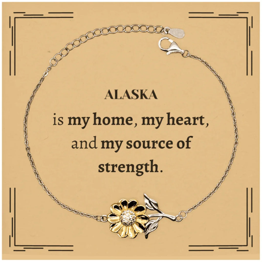 Alaska is my home Gifts, Lovely Alaska Birthday Christmas Sunflower Bracelet For People from Alaska, Men, Women, Friends