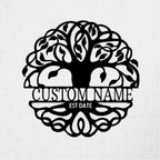 Fancy Tree of Life Monogram Personalized Metal Art Wall Sign