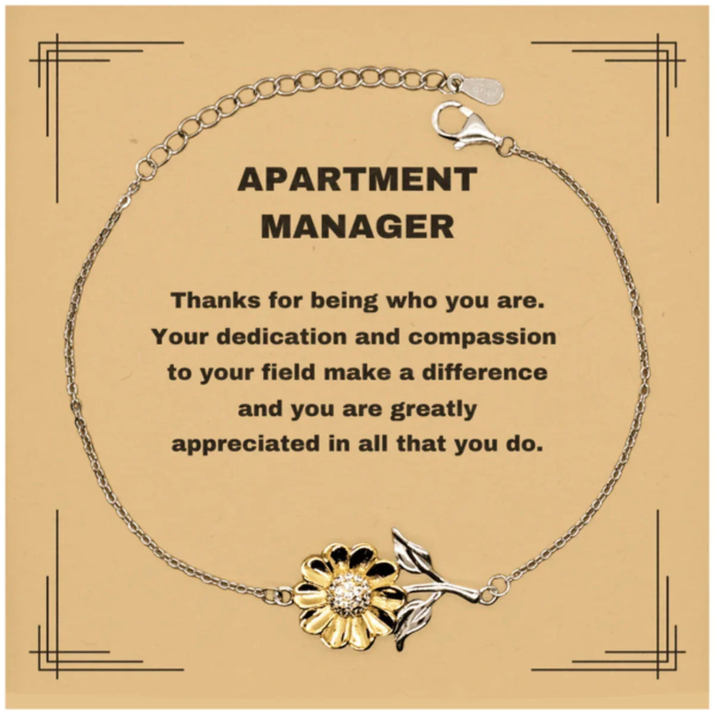 Apartment Manager Sunflower Bracelet - Thanks for being who you are - Birthday Christmas Jewelry Gifts Coworkers Colleague Boss