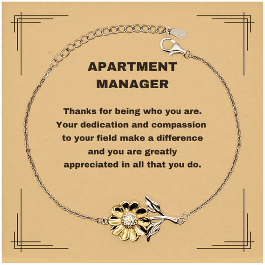 Apartment Manager Sunflower Bracelet - Thanks for being who you are - Birthday Christmas Jewelry Gifts Coworkers Colleague Boss - Mallard Moon Gift Shop