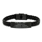 Arizona is my home Gifts, Lovely Arizona Birthday Christmas Braided Leather Bracelet For People from Arizona, Men, Women, Friends