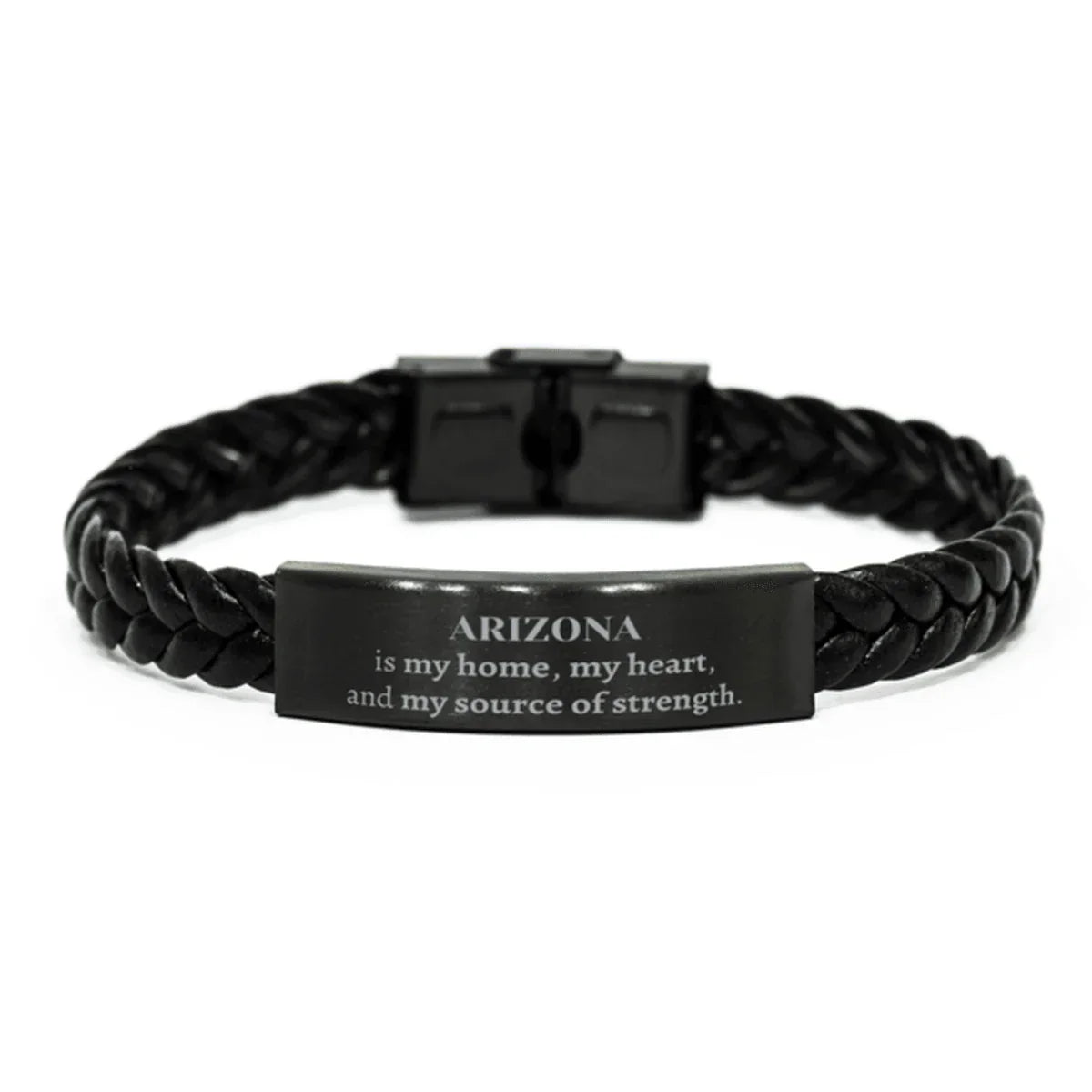 Arizona is my home Gifts, Lovely Arizona Birthday Christmas Braided Leather Bracelet For People from Arizona, Men, Women, Friends
