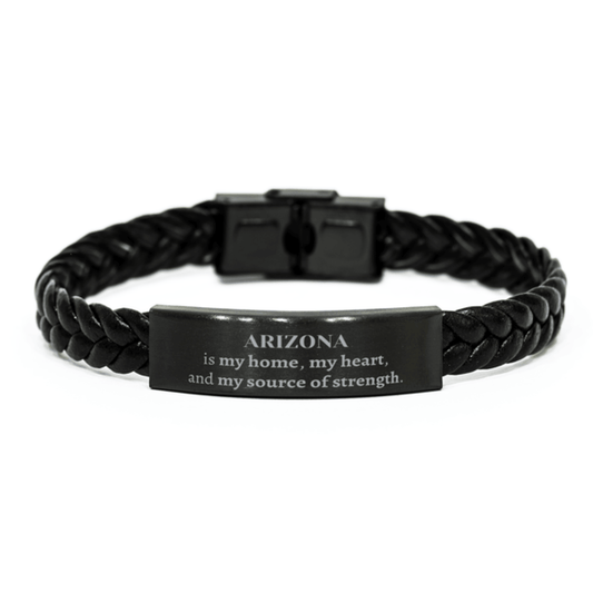 Arizona is my home Gifts, Lovely Arizona Birthday Christmas Braided Leather Bracelet For People from Arizona, Men, Women, Friends - Mallard Moon Gift Shop