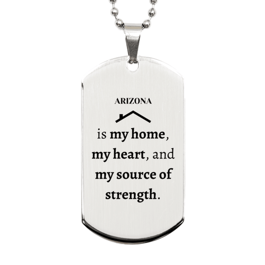 Arizona is my home Gifts, Lovely Arizona Birthday Christmas Silver Dog Tag For People from Arizona, Men, Women, Friends - Mallard Moon Gift Shop