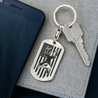 Hunting and Fishing Distressed American Flag Custom Engraved Keychain