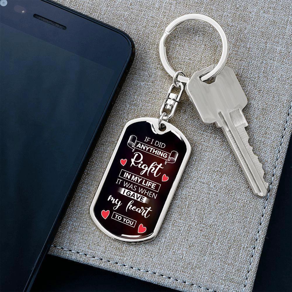 To My Soulmate I Gave My Heart To You Graphic Keychain with Optional Engraved Back