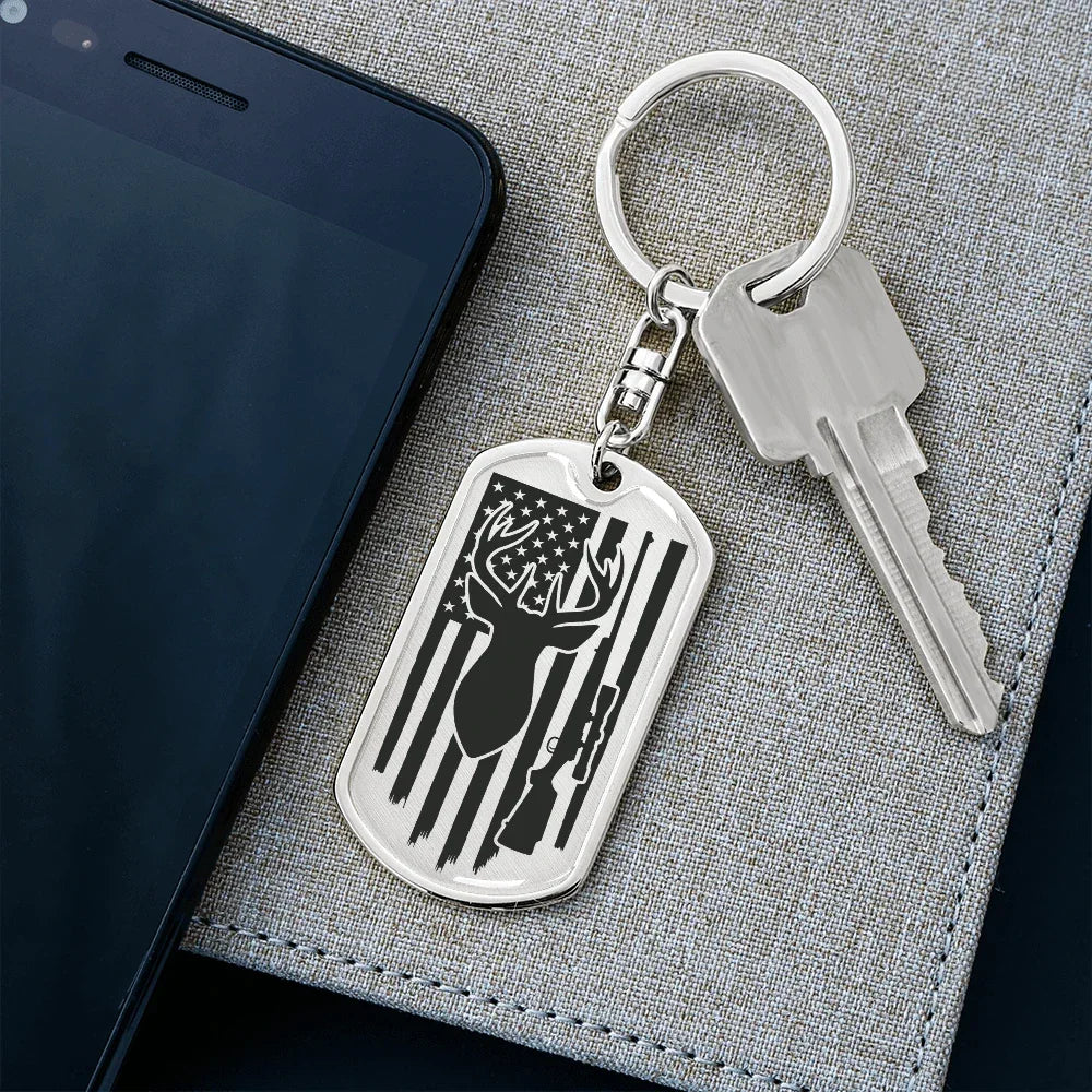 Deer Hunter Custom Engraved Keychain