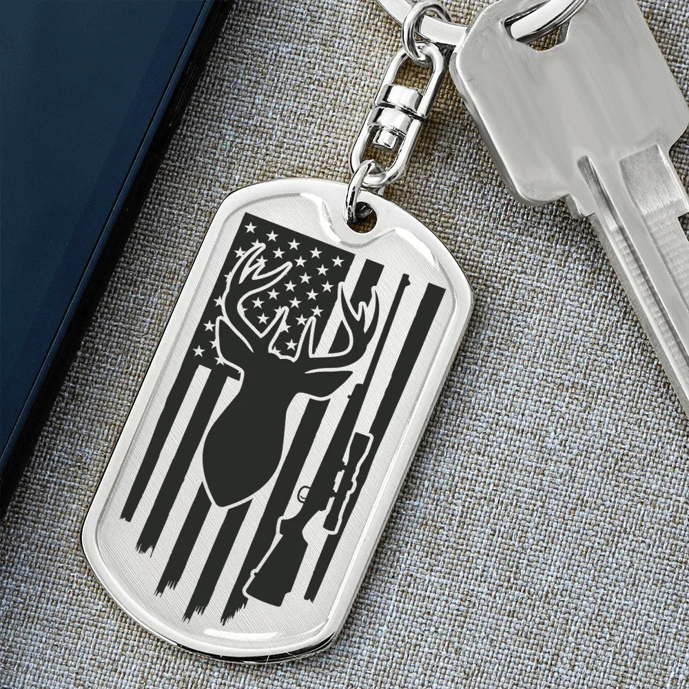 Deer Hunter Custom Engraved Keychain