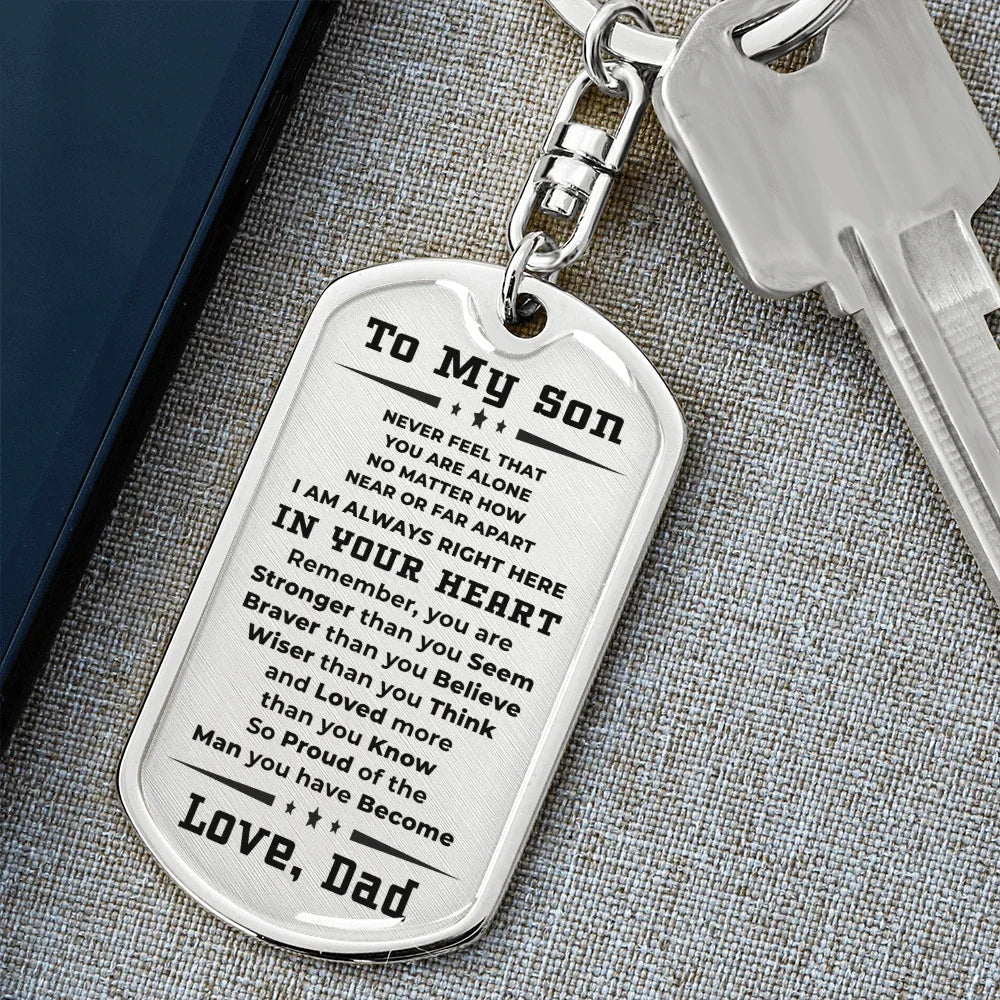 To My Son Proud of the Man You Have Become Love Dad Keychain