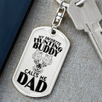 Dad Hunting Buddy Engraved Back Military Style Dog Tag Keychain