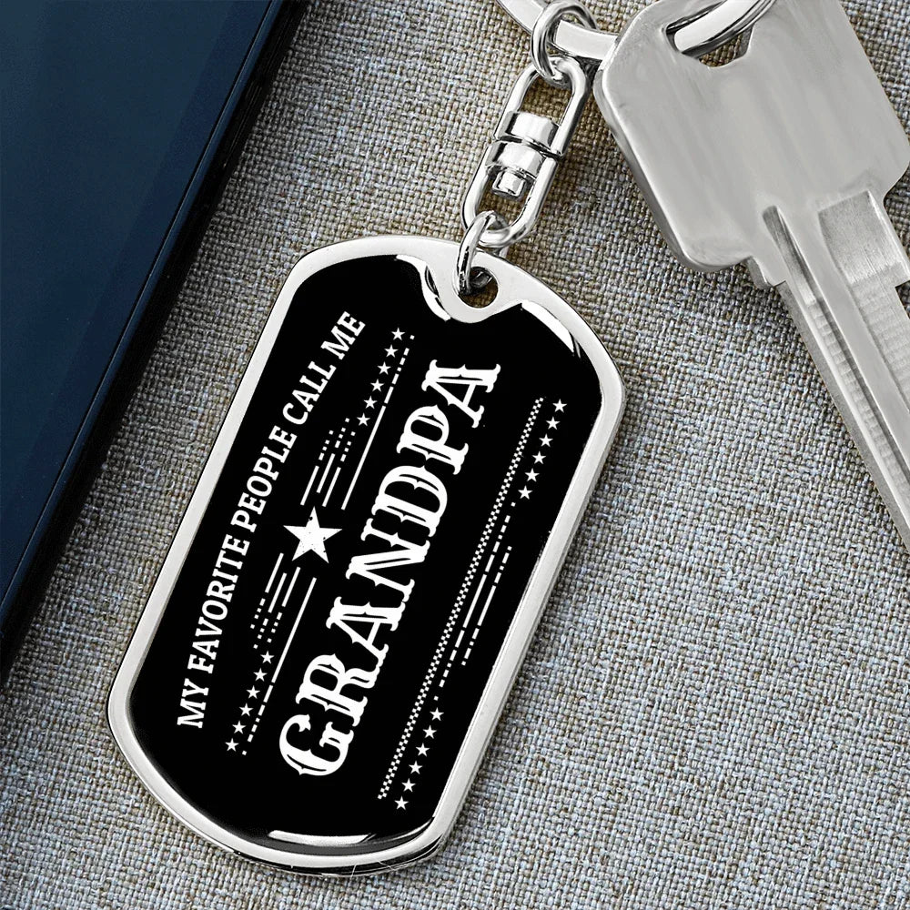 Gift for Grandfather - My Favorite People Call Me Grandpa Custom Engraved Keychain