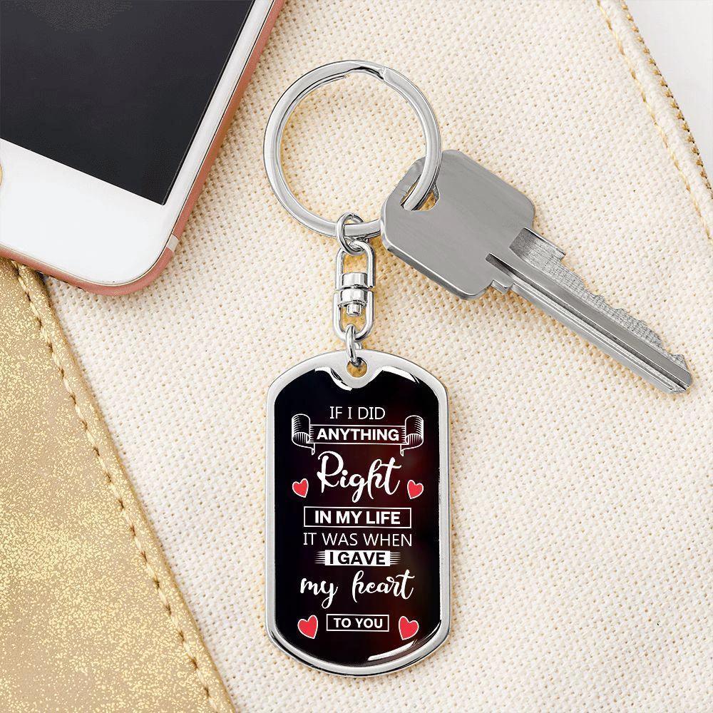 To My Soulmate I Gave My Heart To You Graphic Keychain with Optional Engraved Back