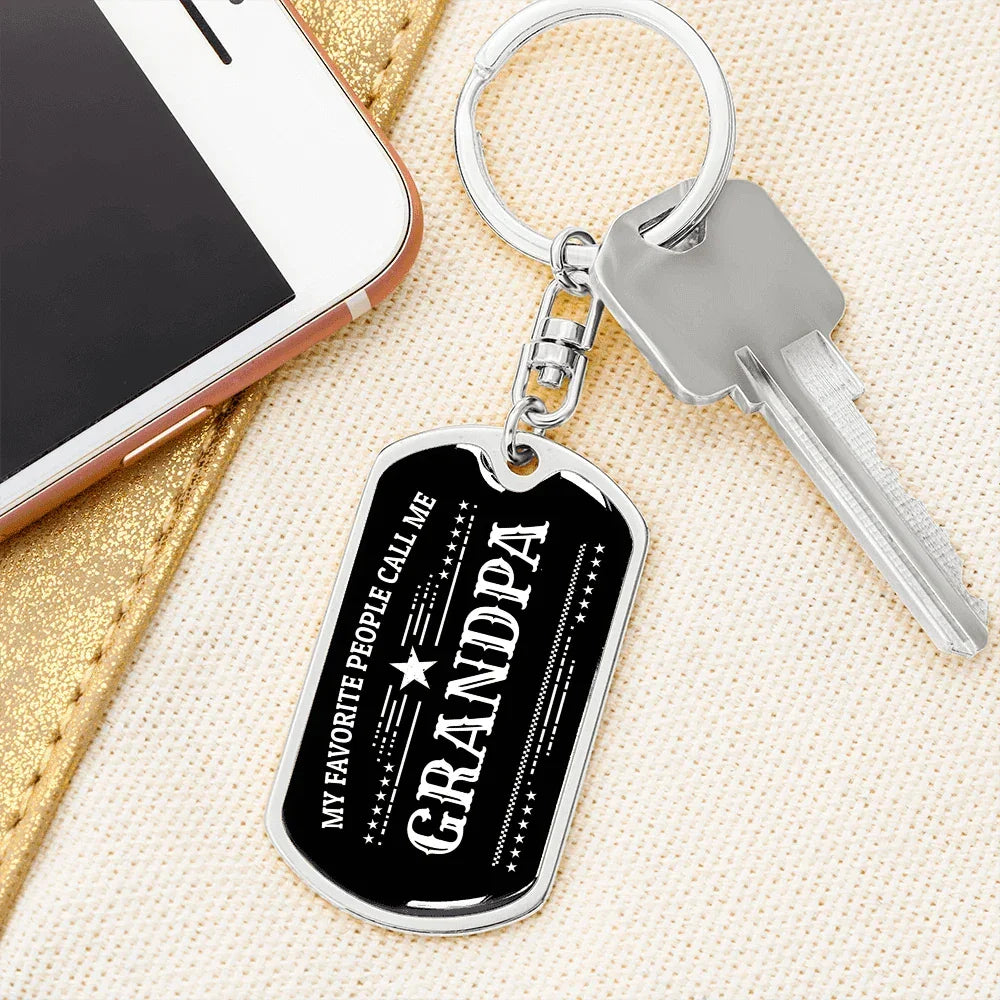 Gift for Grandfather - My Favorite People Call Me Grandpa Custom Engraved Keychain