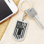 Deer Hunter American Flag Keychain Personalized Engraved Back
