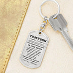 Gift for Adult Son Military Style Dog Tag Engraved Keychain Love Mom