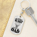 Dad Hunting Buddy Engraved Back Military Style Dog Tag Keychain