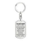 Gift for Adult Son Military Style Dog Tag Engraved Keychain Love Mom
