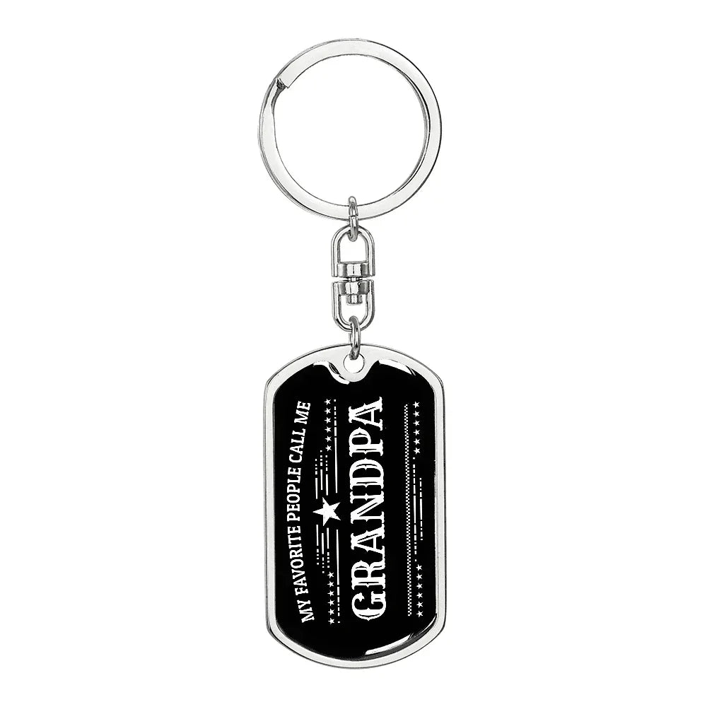 Gift for Grandfather - My Favorite People Call Me Grandpa Custom Engraved Keychain