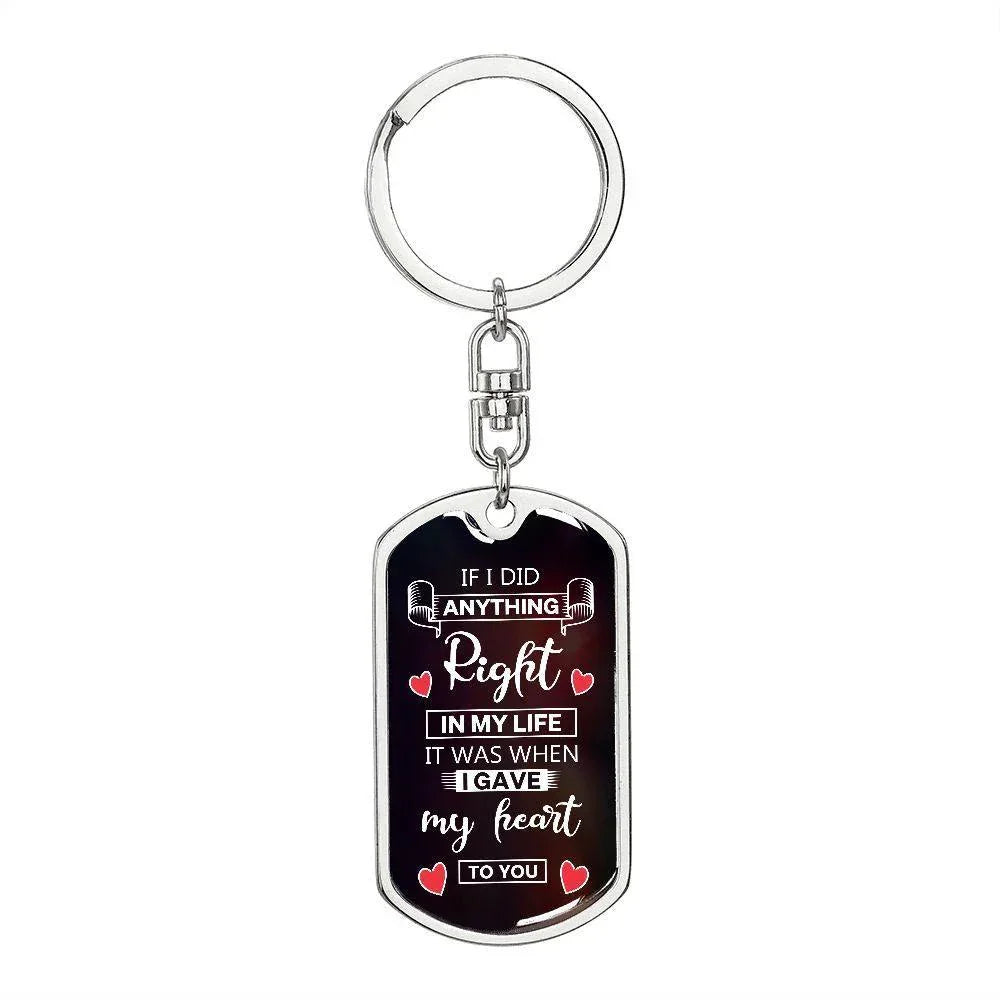 To My Soulmate I Gave My Heart To You Graphic Keychain with Optional Engraved Back