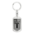 Deer Hunter American Flag Keychain Personalized Engraved Back