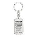 Gift for Adult Son Love Mom Military Style Dog Tag Engraved Keychain
