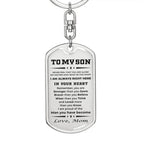 Gift for Adult Son Military Style Dog Tag Engraved Keychain Love Mom