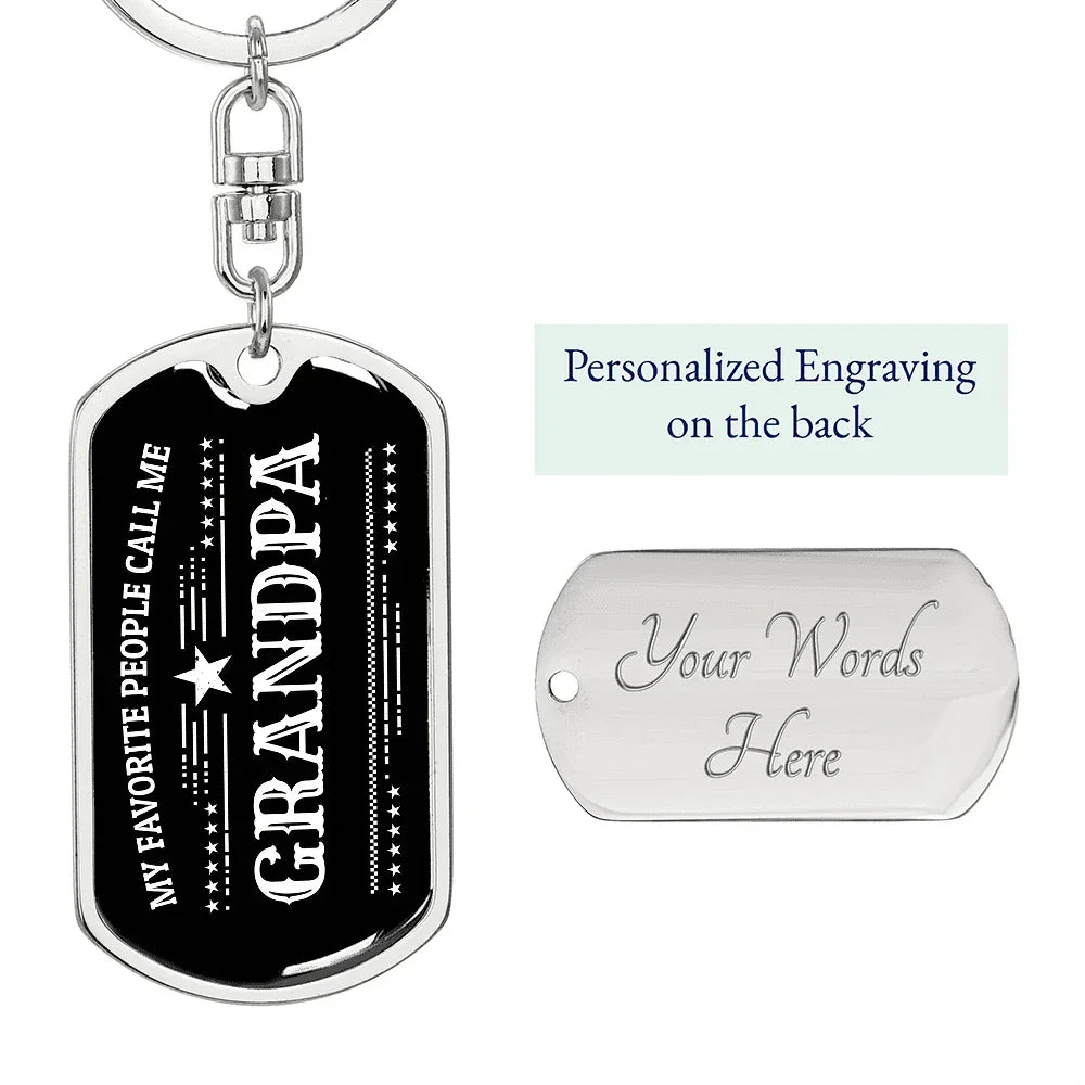 Gift for Grandfather - My Favorite People Call Me Grandpa Custom Engraved Keychain