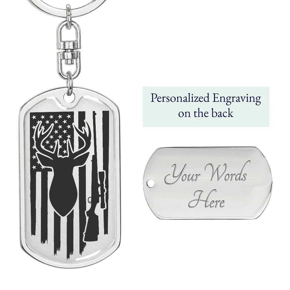 Deer Hunter Custom Engraved Keychain