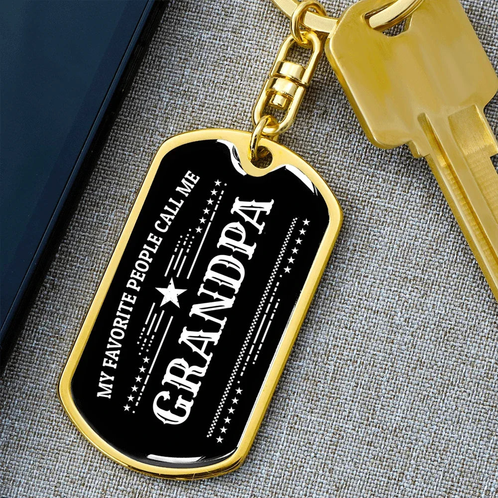 Gift for Grandfather - My Favorite People Call Me Grandpa Custom Engraved Keychain
