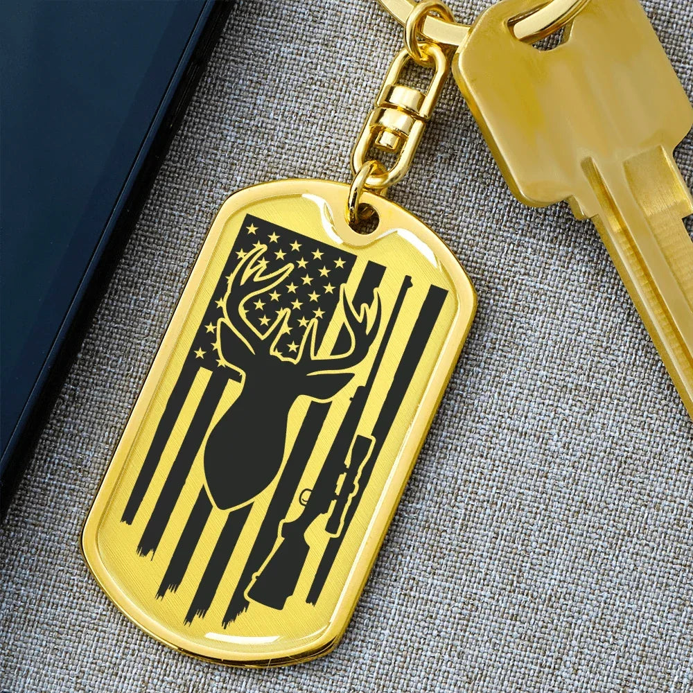 Deer Hunter Custom Engraved Keychain
