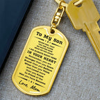 To My Son, I Am Always In Your Heart, Love Mom Keychain