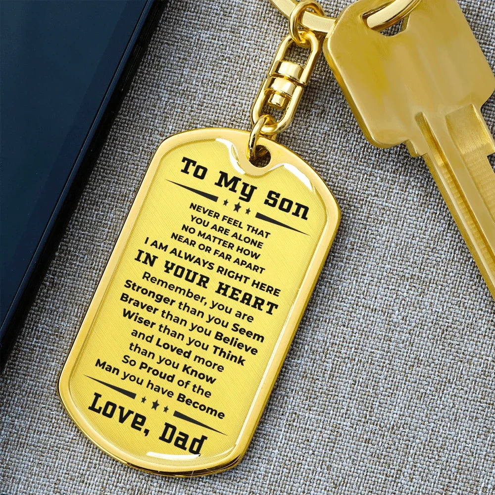To My Son Proud of the Man You Have Become Love Dad Keychain