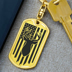 Deer Hunter American Flag Keychain Personalized Engraved Back