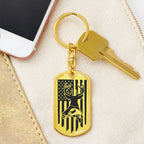 Hunting and Fishing Distressed American Flag Custom Engraved Keychain