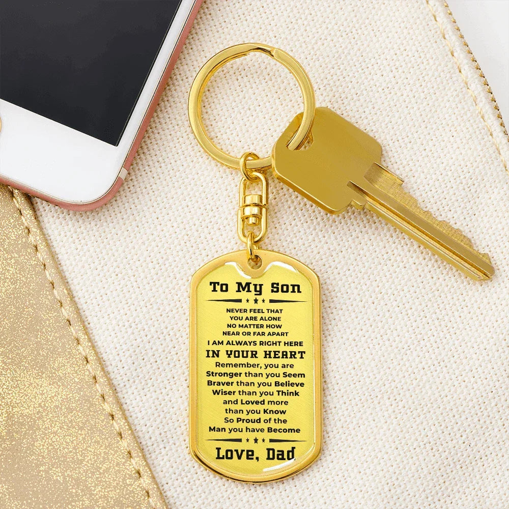 To My Son Proud of the Man You Have Become Love Dad Keychain