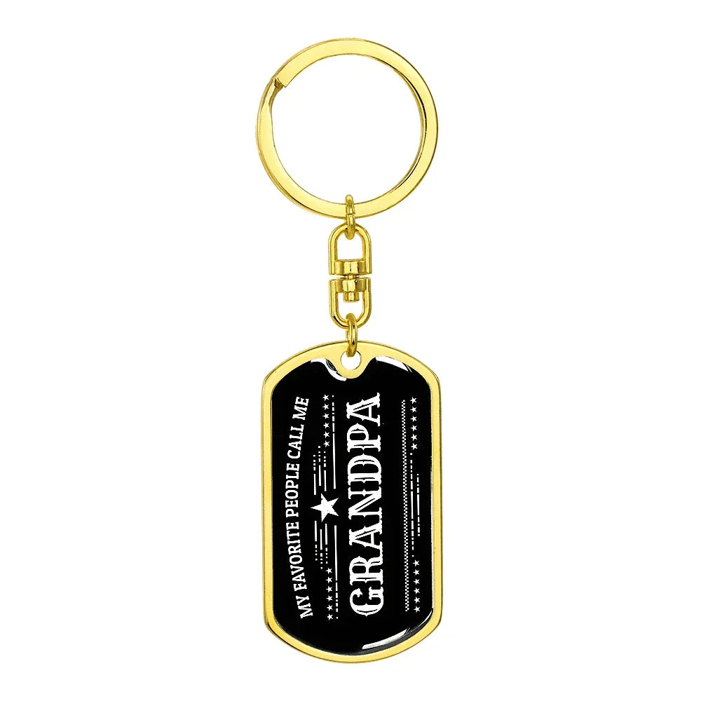 Gift for Grandfather - My Favorite People Call Me Grandpa Custom Engraved Keychain