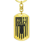 Deer Hunter American Flag Keychain Personalized Engraved Back