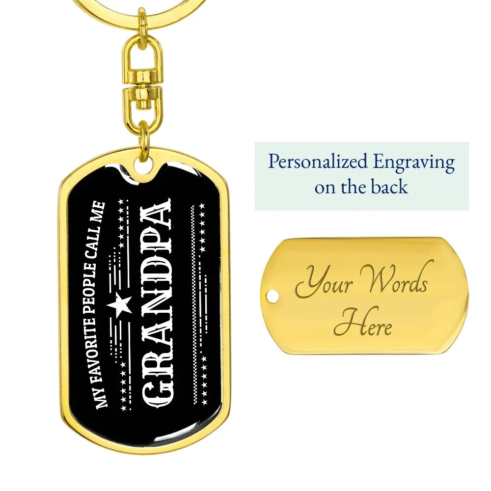 Gift for Grandfather - My Favorite People Call Me Grandpa Custom Engraved Keychain