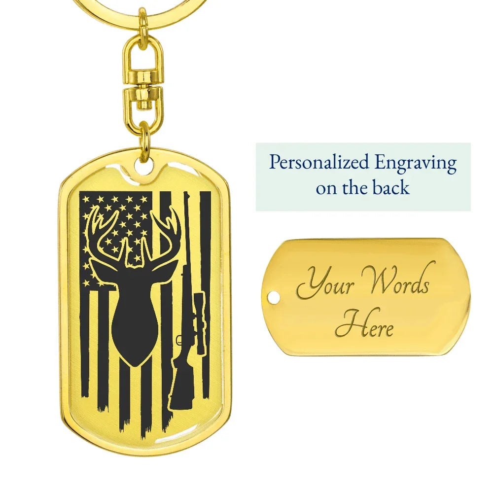 Deer Hunter Custom Engraved Keychain